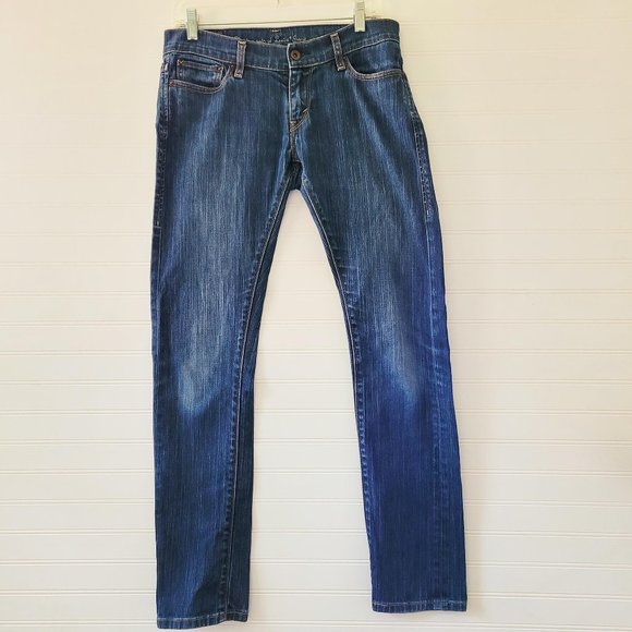 Levi's Denim - Levi's 523 Jeans Womens Size 27 Tilted Straight Medium Wash Blue Distressed